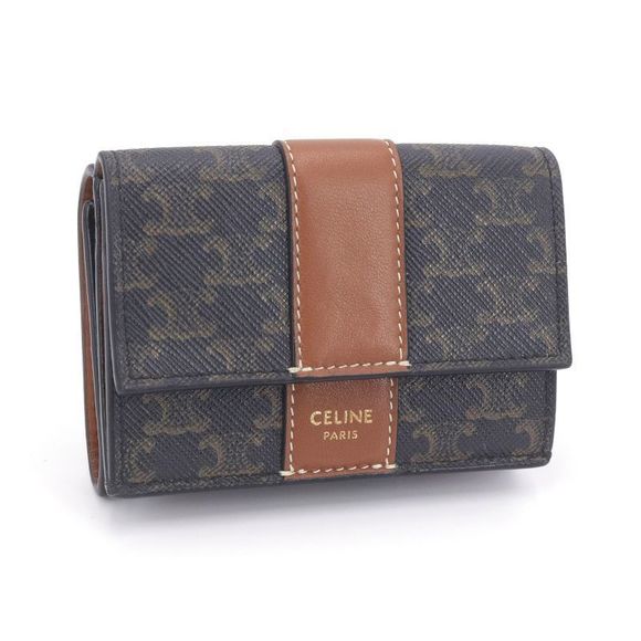Celine Triomphe Trifold Wallet Canvas Tan - Picture 1 of 7